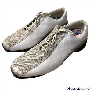 FootJoy LoPro Women's Leather Golf Shoes 97208 Snake Taupe & White Size 7.5M